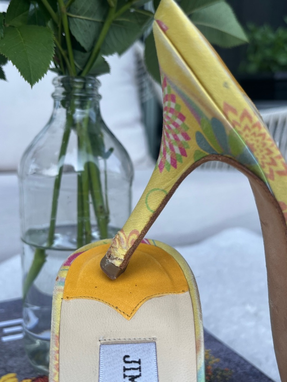 Jimmy Choo Silk Yellow Heels Sz 38 EU - Picture 7 of 11